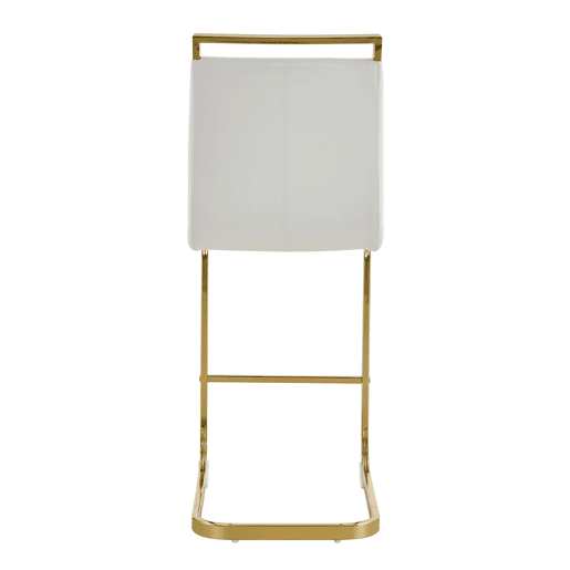 Bancos de bar 2 unidades - estilo nórdico, couro sintético branco, pernas em metal dourado