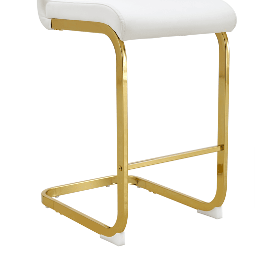 Bancos de bar 2 unidades - estilo nórdico, couro sintético branco, pernas em metal dourado