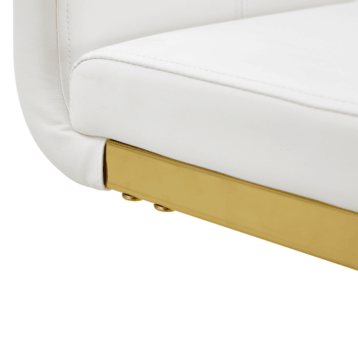 Bancos de bar 2 unidades - estilo nórdico, couro sintético branco, pernas em metal dourado