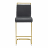 Bancos de bar 2 unidades - Estilo nórdico, couro sintético, pernas metálicas - Preto+Dourado