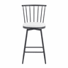 Banco de bar 43,2 x 39 x 96 cm - Estilo Windsor, estrutura metálica, assento almofadado, design industrial vintage minimalista - Branco