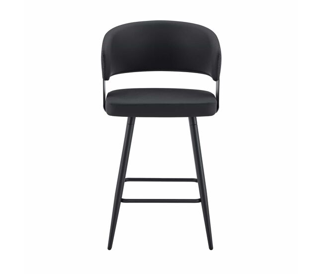 Silla de comedor 52 cm - tapizada con respaldo y reposabrazos, estilo minimalista y moderno mid-century - negro