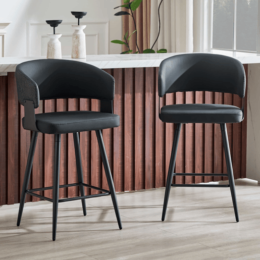 Cadeira de jantar de 52 cm - estofada, com encosto e braços, estilo minimalista e moderno Mid-Century - preta Cadeira de jantar de 52 cm - estofada, com encosto e braços, estilo minimalista e moderno Mid-Century - preta