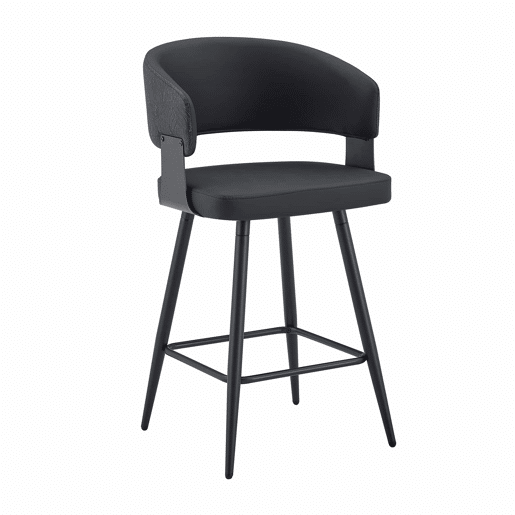 Cadeira de jantar de 52 cm - estofada, com encosto e braços, estilo minimalista e moderno Mid-Century - preta Cadeira de jantar de 52 cm - estofada, com encosto e braços, estilo minimalista e moderno Mid-Century - preta