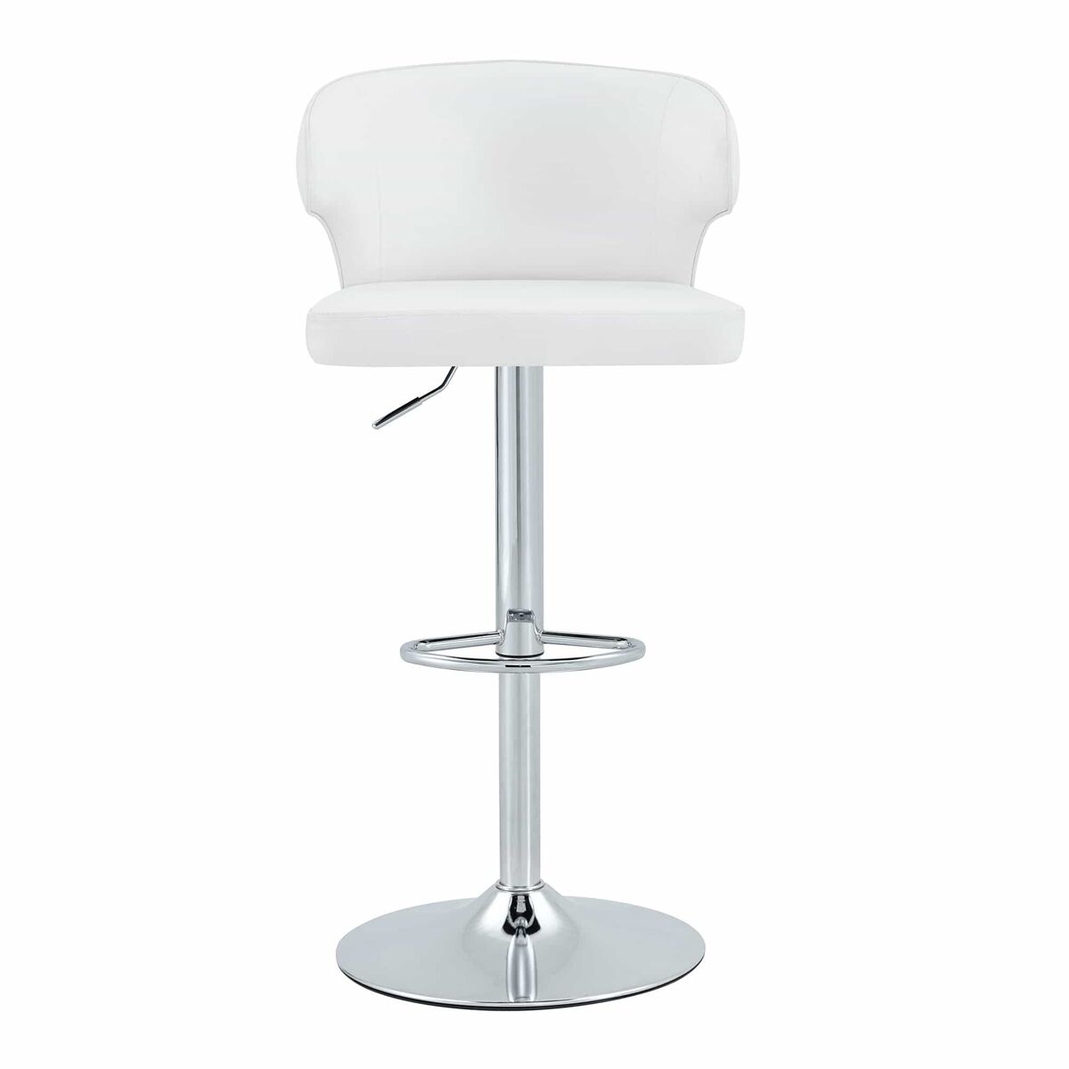 Taburetes de bar 2 unidades - altura regulable, giratorios 360°, con respaldo y reposapiés - blanco