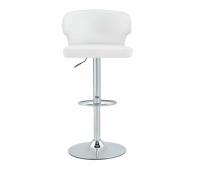 Taburetes de bar 2 unidades - altura regulable, giratorios 360°, con respaldo y reposapiés - blanco