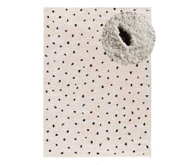 Alfombra shaggy escandinava blanco / negro atesa, 160x230 cm - atticgo