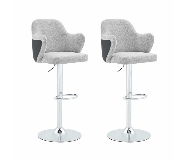 Taburetes de bar 2 unidades - altura regulable, giratorios 360°, acolchados con reposabrazos para bar y restaurante - gris claro