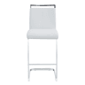 Conjunto de 2 bancos de bar 96,5 cm - estilo nórdico, couro sintético branco, pernas metálicas prateadas