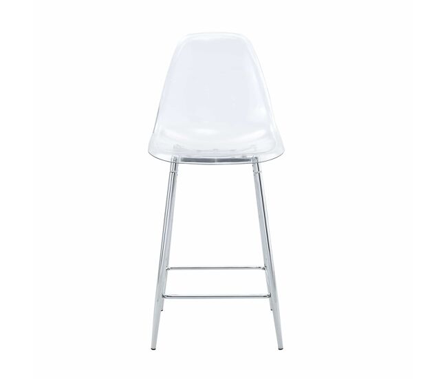 Taburetes de bar 4 unidades - diseño moderno transparente con estructura metálica - plata