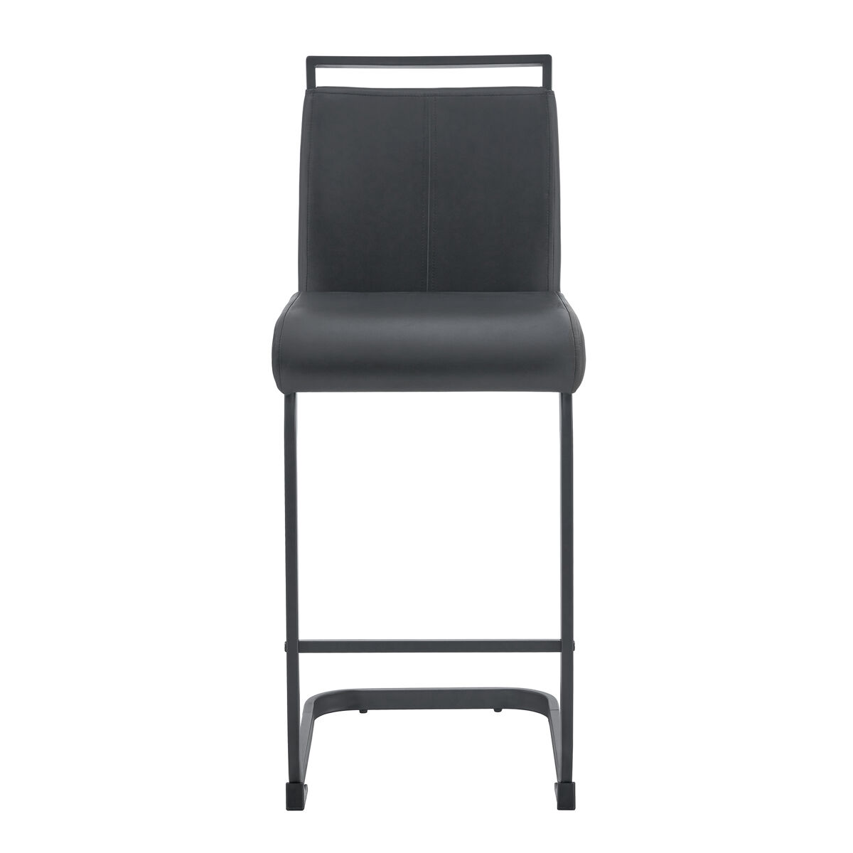 Taburetes de bar 2 pcs - estilo nórdico, cuero sintético negro, patas metálicas - negro
