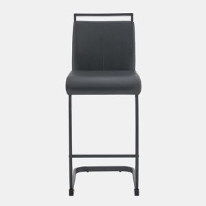 Bancos de bar 2 unidades - Estilo nórdico, couro sintético preto, pernas metálicas - Preto