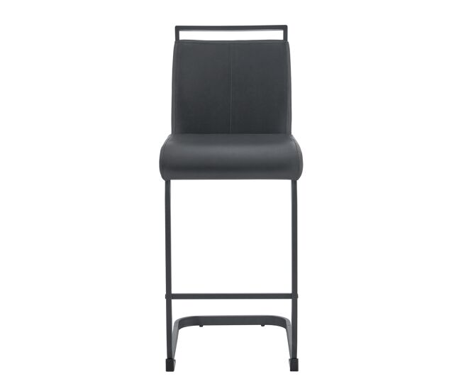 Taburetes de bar 2 pcs - estilo nórdico, cuero sintético negro, patas metálicas - negro