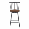 Banco de bar 43,2 x 39 x 96 cm - Estilo Windsor industrial com assento almofadado para cozinha, bar e restaurante - Castanho