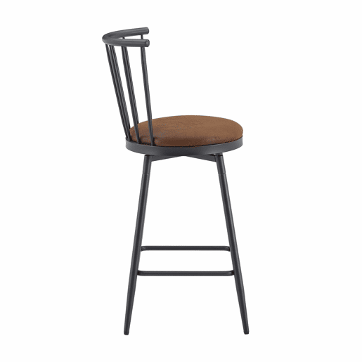 Banco de bar 43,2 x 39 x 96 cm - Estilo Windsor industrial com assento almofadado para cozinha, bar e restaurante - Castanho Banco de bar 43,2 x 39 x 96 cm - Estilo Windsor industrial com assento almofadado para cozinha, bar e restaurante - Castanho