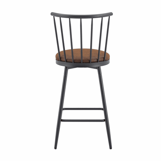 Banco de bar 43,2 x 39 x 96 cm - Estilo Windsor industrial com assento almofadado para cozinha, bar e restaurante - Castanho Banco de bar 43,2 x 39 x 96 cm - Estilo Windsor industrial com assento almofadado para cozinha, bar e restaurante - Castanho