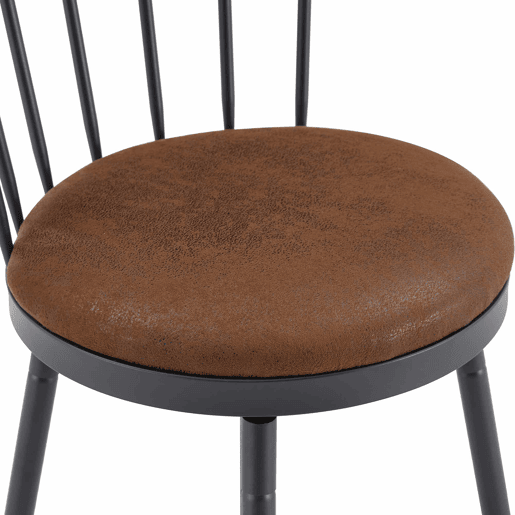 Banco de bar 43,2 x 39 x 96 cm - Estilo Windsor industrial com assento almofadado para cozinha, bar e restaurante - Castanho Banco de bar 43,2 x 39 x 96 cm - Estilo Windsor industrial com assento almofadado para cozinha, bar e restaurante - Castanho