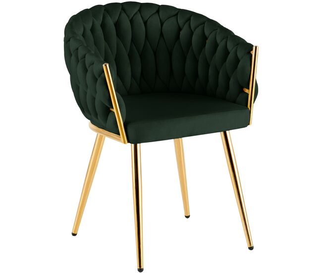 Silla de comedor molise terciopelo dorado verde 57x58x80 cm