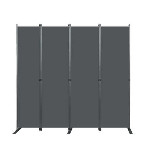 Divisória de 204 x 180 cm - 4 painéis, privacidade interior, dobrável e independente para escritório, quarto, sala de estar - Cinza escuro