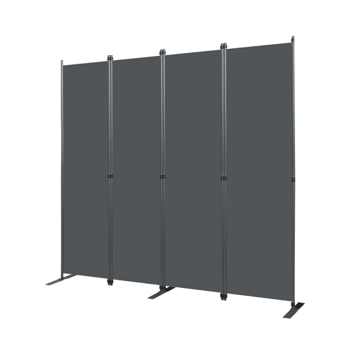 Divisória de 204 x 180 cm - 4 painéis, privacidade interior, dobrável e independente para escritório, quarto, sala de estar - Cinza escuro