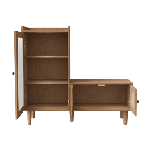 Sapateira de 100 x 35 x 90 cm com banco estofado, espaço de armazenamento modular e portas de vidro, na cor madeira natural. Sapateira de 100 x 35 x 90 cm com banco estofado, espaço de armazenamento modular e portas de vidro, na cor madeira natural.