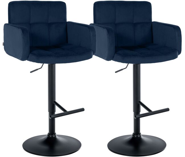 Juego de 2 taburetes de bar los angeles terciopelo azul 56x60x93 cm