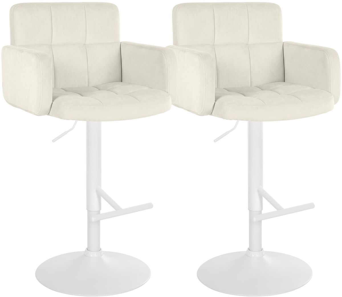 Juego de 2 taburetes de bar los angeles terciopelo crema 56x60x93 cm