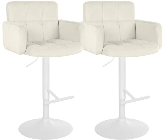Juego de 2 taburetes de bar los angeles terciopelo crema 56x60x93 cm