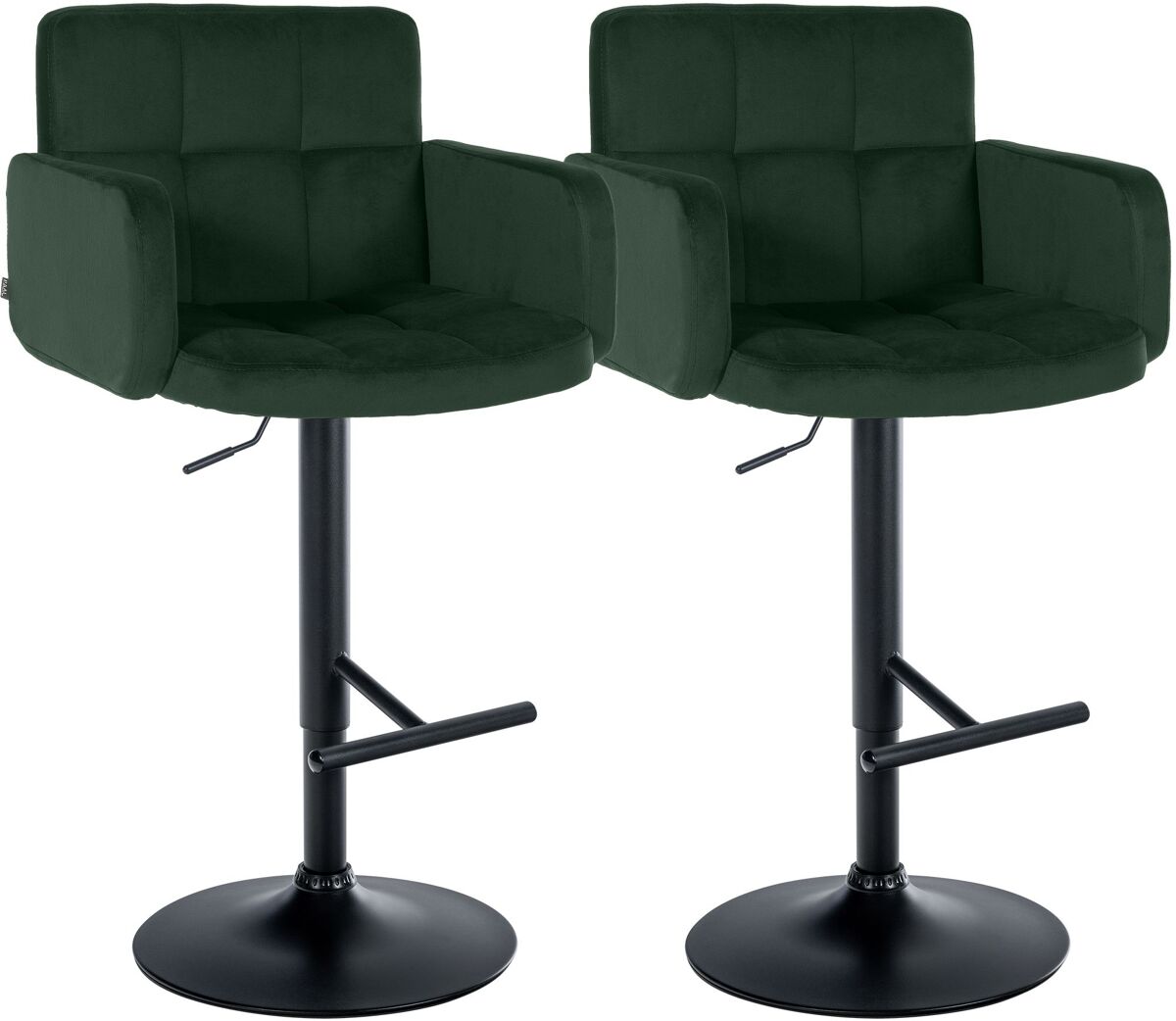 Juego de 2 taburetes de bar los angeles terciopelo verde oscuro 56x60x93 cm