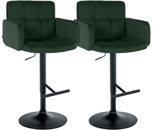 Juego de 2 taburetes de bar los angeles terciopelo verde oscuro 56x60x93 cm