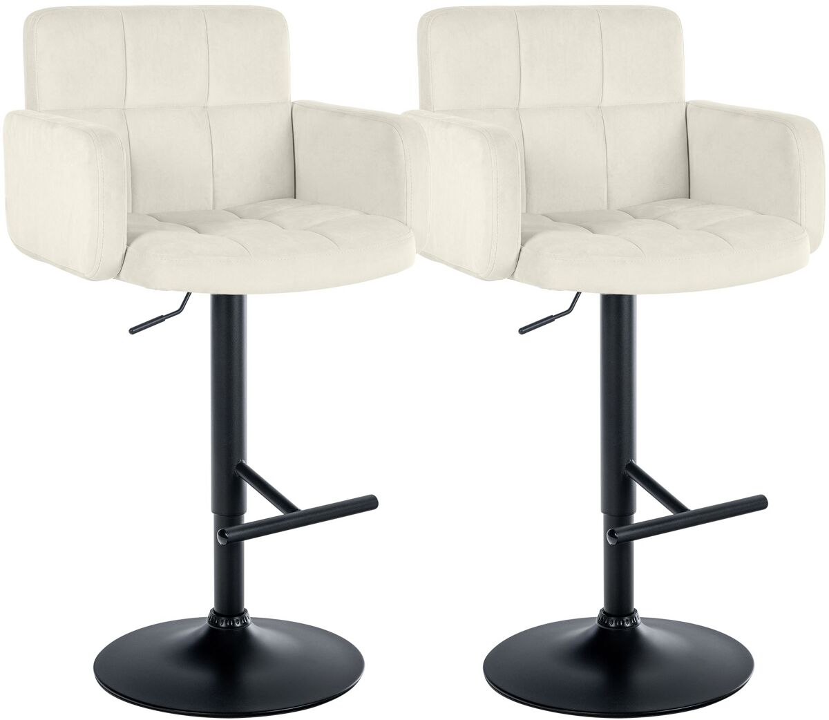 Juego de 2 taburetes de bar los angeles terciopelo crema 56x60x93 cm
