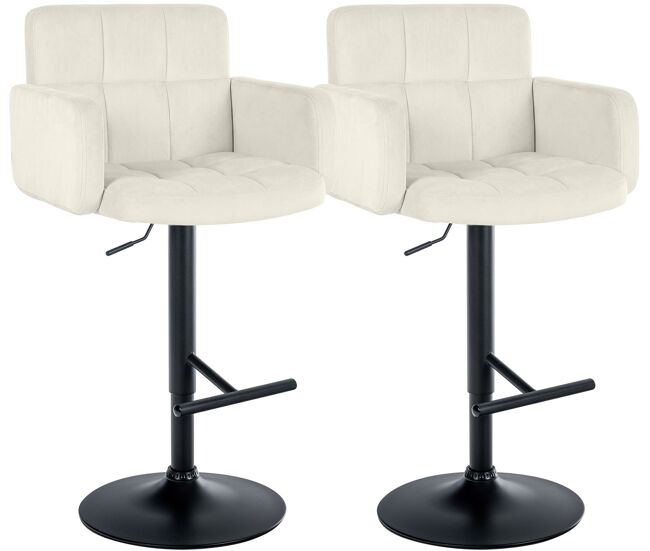Juego de 2 taburetes de bar los angeles terciopelo crema 56x60x93 cm