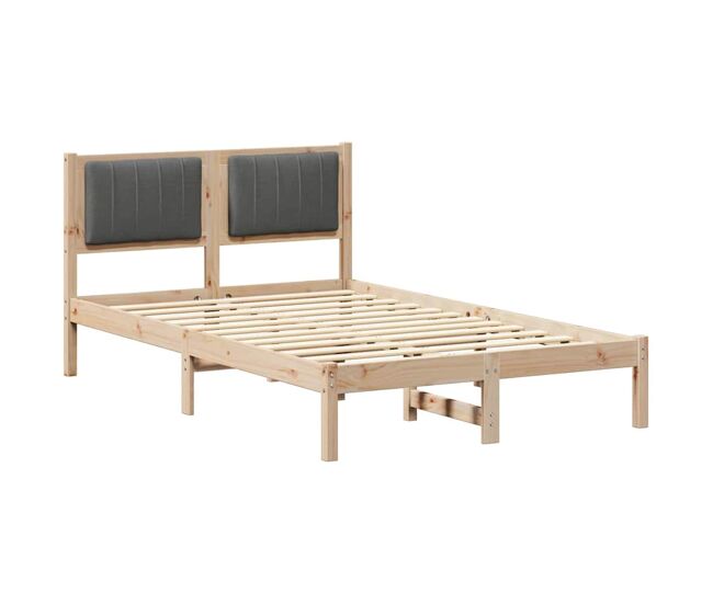 Estructura de cama matrimonial estilo con cabecera tapizada gris oscuro