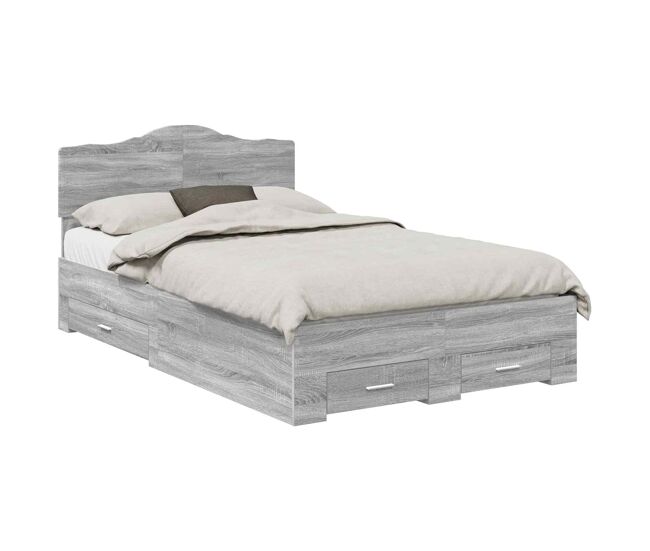 Estructura de cama matrimonial comodidad con cabecera - gris sonoma 120 x 200 cm