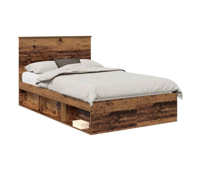 Estructura de cama matrimonial comodidad con cabecera - madera vieja 120 x 190 cm