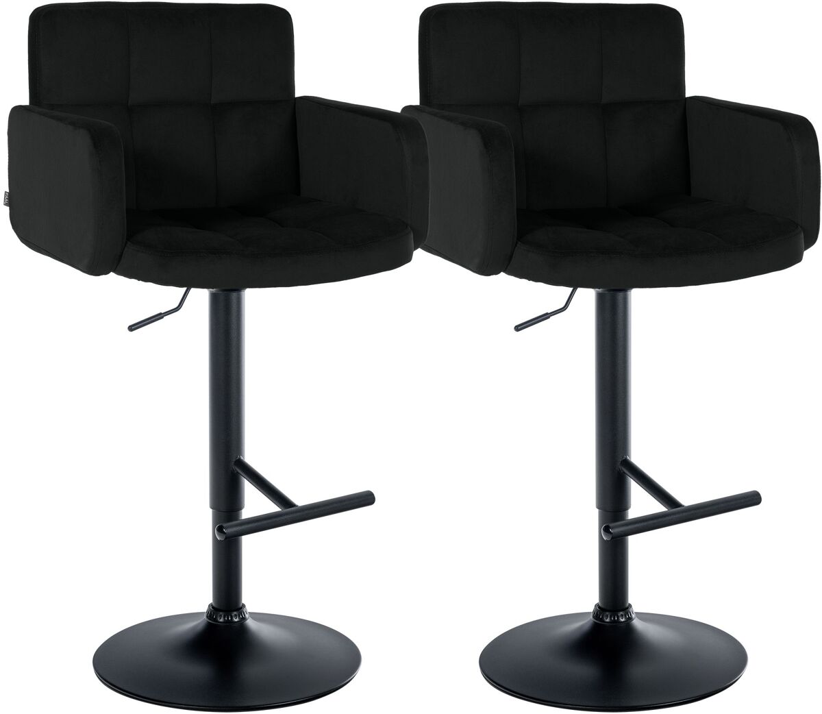 Juego de 2 taburetes de bar los angeles terciopelo negro 56x60x93 cm