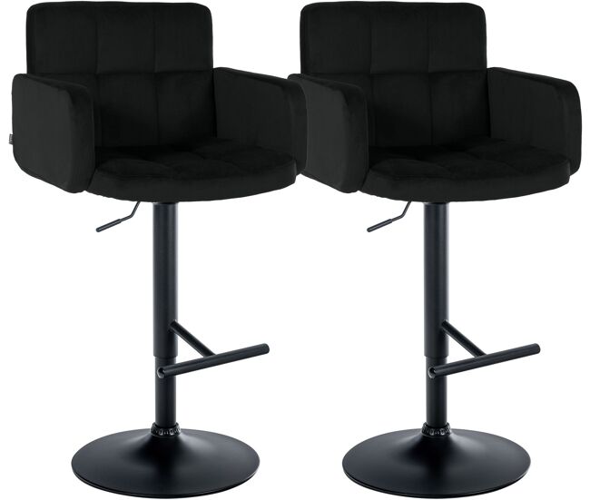 Juego de 2 taburetes de bar los angeles terciopelo negro 56x60x93 cm