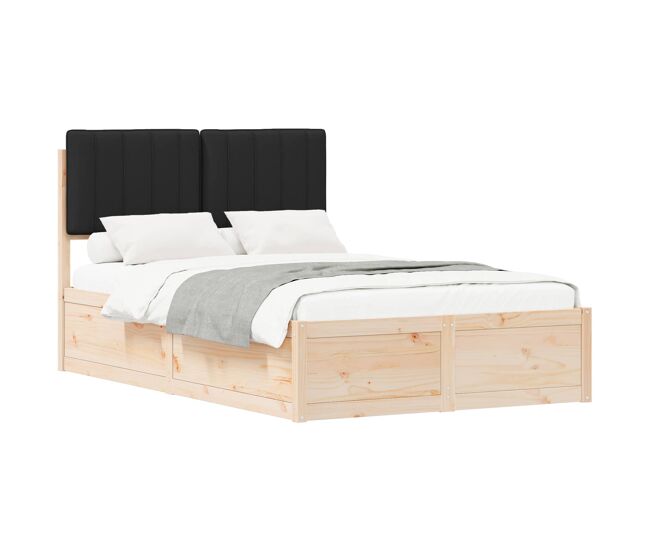 Estructura de cama matrimonial estilo con cabecera tapizada negro 120 x 200 cm