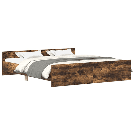 Estrutura Cama de casal para adultos c cabeceiraapoio pés 180x200cm carvalho fumado