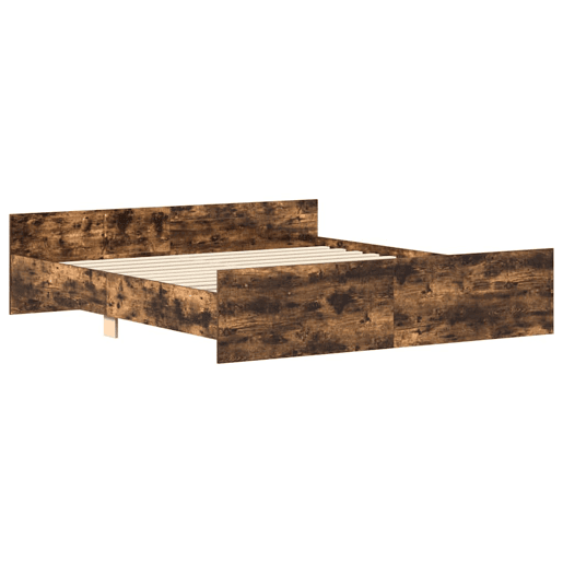 Estrutura Cama de casal para adultos c cabeceiraapoio pés 180x200cm carvalho fumado