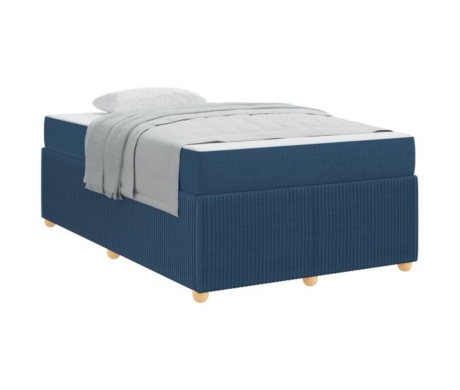 Estructura de cama doble matrimonial con colchón azul 120 x 190 cm tela