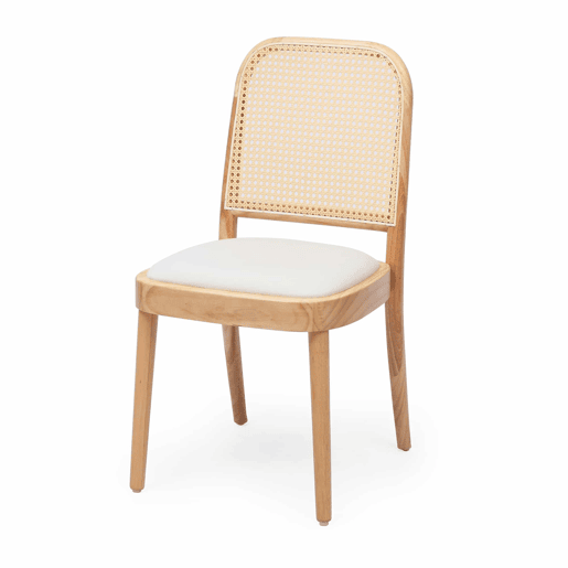 4 cadeiras de jantar - encosto em rattan, madeira maciça, confortáveis e respiráveis, estilo moderno - cor de madeira