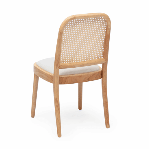 4 cadeiras de jantar - encosto em rattan, madeira maciça, confortáveis e respiráveis, estilo moderno - cor de madeira