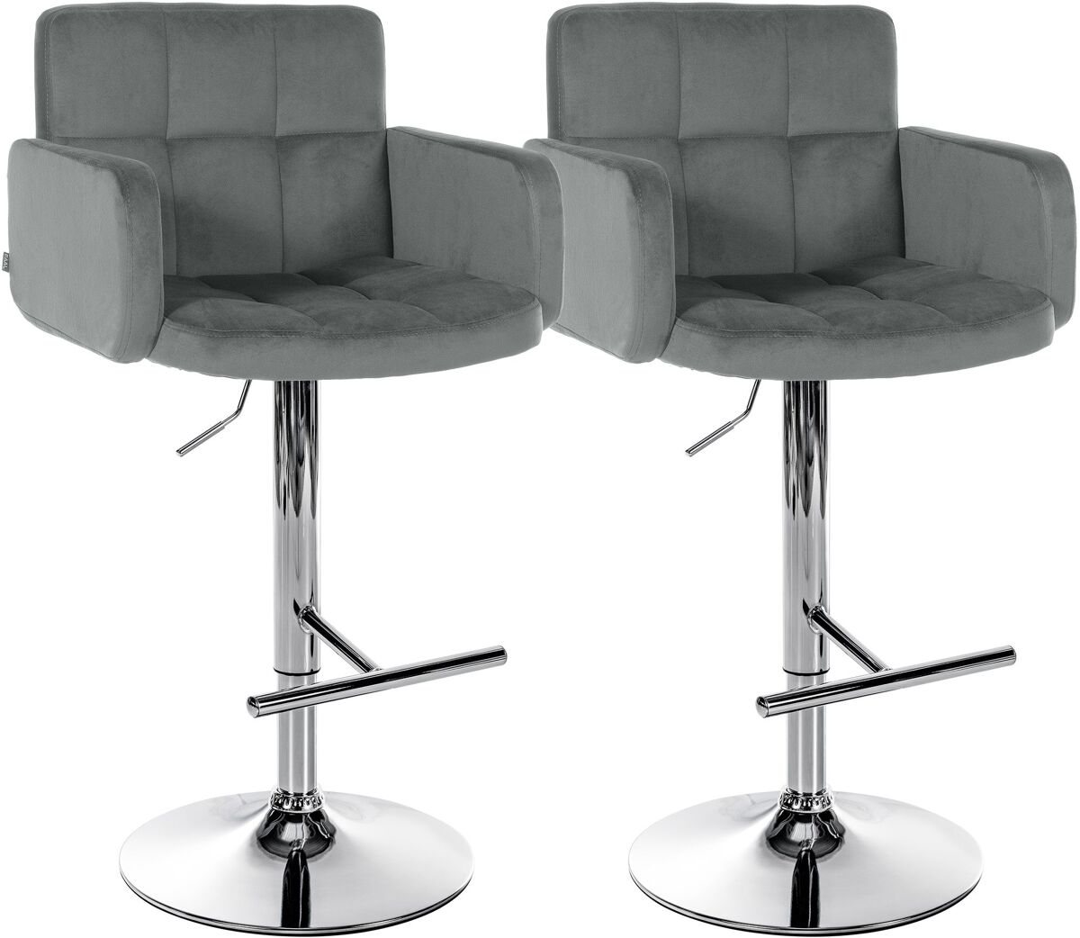 Juego de 2 taburetes de bar los angeles terciopelo gris 56x60x93 cm