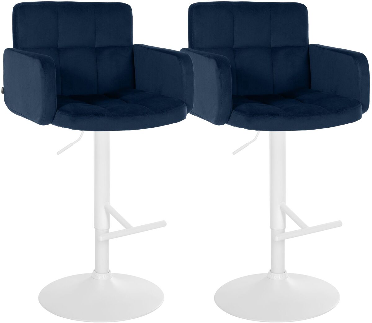 Juego de 2 taburetes de bar los angeles terciopelo azul 56x60x93 cm