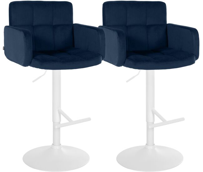 Juego de 2 taburetes de bar los angeles terciopelo azul 56x60x93 cm