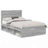 Estrutura da Cama de casal simple com cabeceira Cinza Sonoma 120 x 190 cm