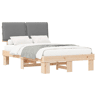 Estrutura de Cama de casal moderno com Cabeceira Estofada Cinzento-claro