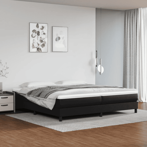 Estrutura de Cama de casal moderno com molas 200x200 cm couro artificial preto Estrutura de Cama de casal moderno com molas 200x200 cm couro artificial preto