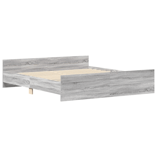 Estrutura Cama de casal para adultos c cabeceira e apoio pés 180x200 cm cinza sonoma
